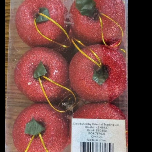 Set of 12 Sparkly Apple Ornaments | Glitter Holiday Decor - Picture 7 of 14